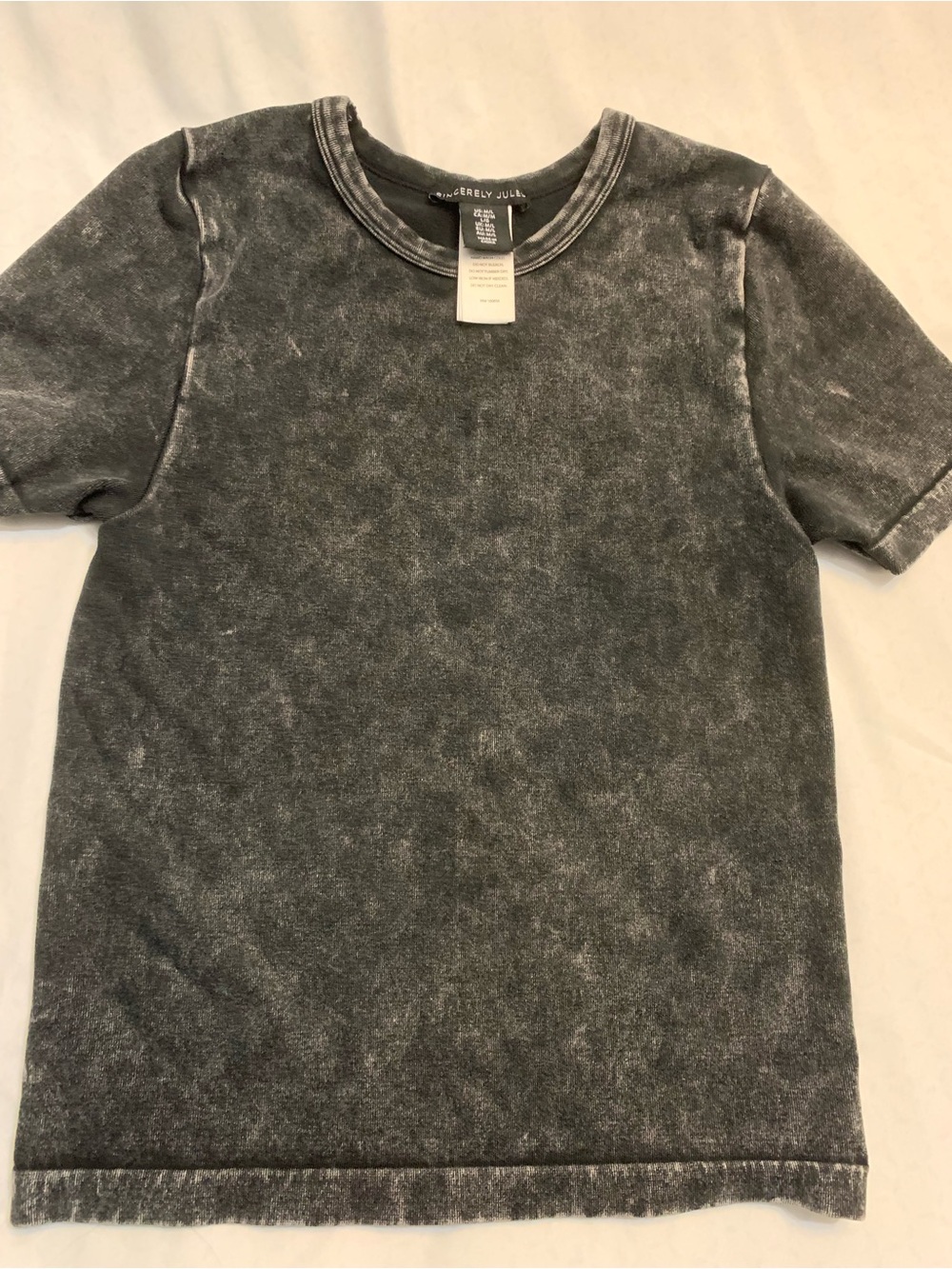 Sincerely Jules Womens Black Mineral-Wash Short Sleeve Tee